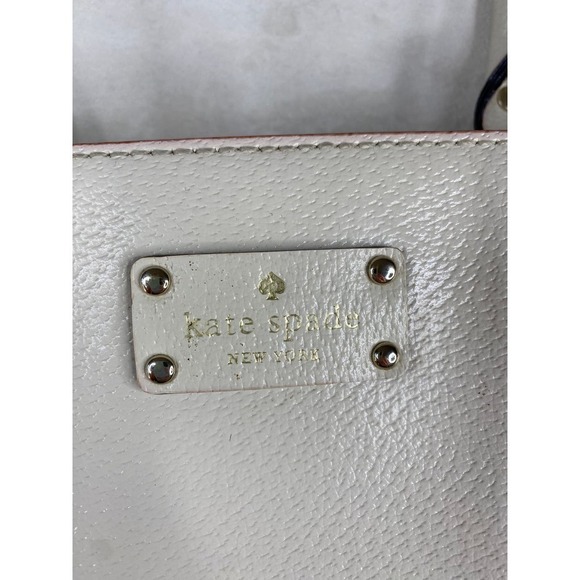 Kate Spade Ivory Leather Wellesley Quinn Tote Gold Tone Coastalcore Minimalist - Picture 2 of 10